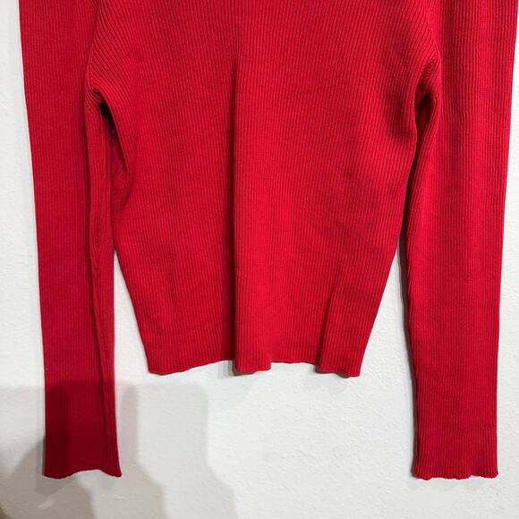 H&M Divided Red Rib-Knit Long Sleeve Top Sz XL - Picture 4 of 11